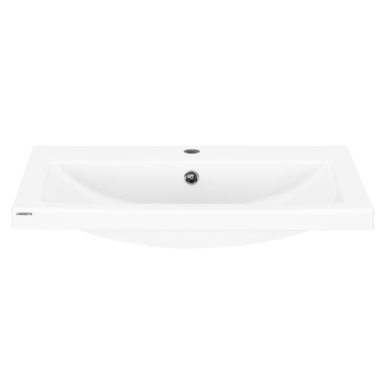 Раковина, умивальник ARDESTO Sati, штучний камінь, прямокут., з отвором для змішувача, з отвором для переливу, 695x450x158мм, накладний, білий