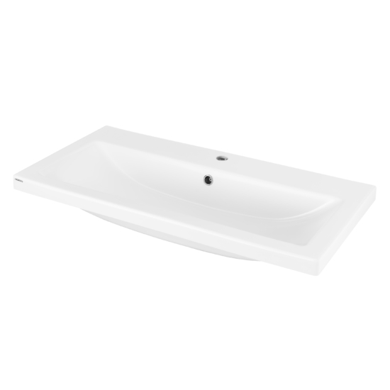 Раковина, умивальник ARDESTO Sati, штучний камінь, прямокут., з отвором для змішувача, з отвором для переливу, 895x450x158мм, накладний, білий