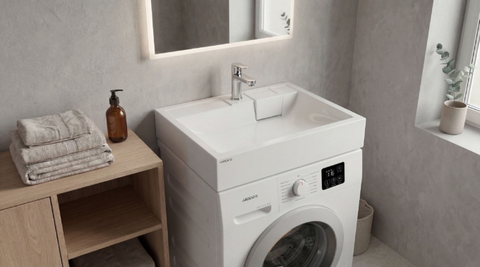 Раковина, умивальник ARDESTO Charlie, штучний камінь, прямокут., з отвором для змішувача, без переливу, 595х595х115мм, накладний, білий