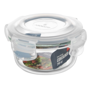 Food storage container ARDESTO Gemini 0.24l, borosilicate glass, plastic, round, transparent