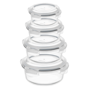 Food storage container ARDESTO Gemini 0.24l, borosilicate glass, plastic, round, transparent