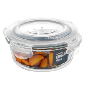 Контейнер для зберігання харчових продуктів ARDESTO Gemini 0.4л, боросилікатне скло, пластик, круглий, прозорий