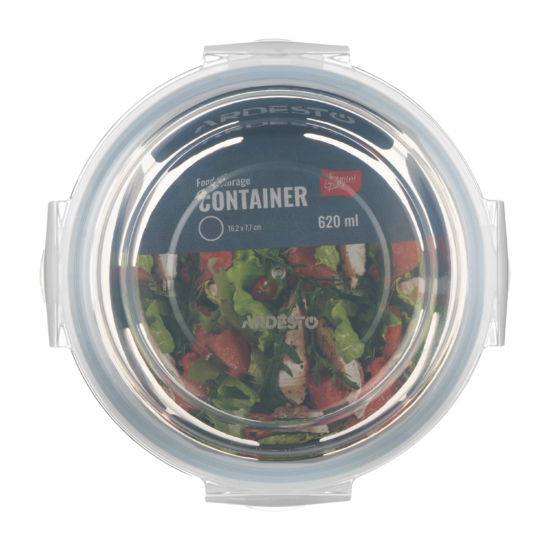Food storage container ARDESTO Gemini 0.62l, borosilicate glass, plastic, round, transparent