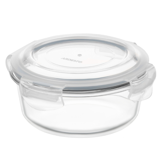 Food storage container ARDESTO Gemini 0.62l, borosilicate glass, plastic, round, transparent