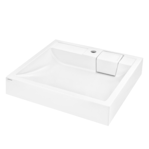 Раковина, умивальник ARDESTO Charlie, штучний камінь, прямокут., з отвором для змішувача, без переливу, 595х595х115мм, накладний, білий