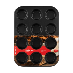 Muffin pan ARDESTO Gemini, 35×26.5x3cm, 12pcs, carbon steel, grey