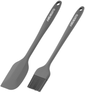 Set brush and spatula Ardesto Gemini, 2 pcs, 21cm, 22cm, silicone, black