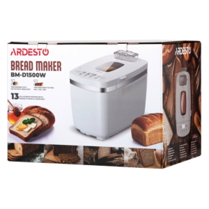 Хлебопечка ARDESTO 850Вт, программ-13, макс.вес -1.3кг, форма прямоугольник, пластик, белый