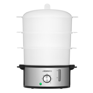 Пароварка ARDESTO 800Вт, чаша-3.4/3.4/3.4л, резервуар для воды -1л, механическое управл., 3 яруса, металл/пластик, черный