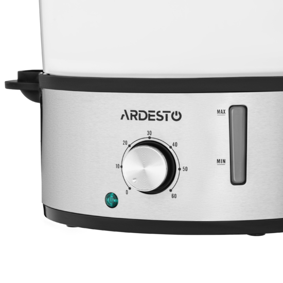 Пароварка ARDESTO 800Вт, чаша-3.4/3.4/3.4л, резервуар для воды -1л, механическое управл., 3 яруса, металл/пластик, черный