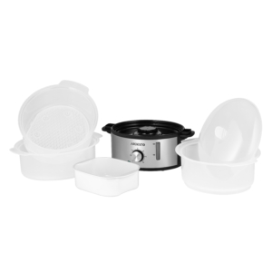 Пароварка ARDESTO 800Вт, чаша-3.4/3.4/3.4л, резервуар для воды -1л, механическое управл., 3 яруса, металл/пластик, черный