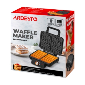 Вафельница ARDESTO  1200Вт, прямоугольные вафли, глубокие пластины, корпус-пластик, черный