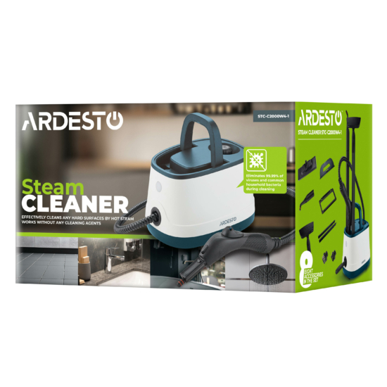 Пароочисник ARDESTO, 2000Вт, 1500мл, 4Бар, білий+ синій