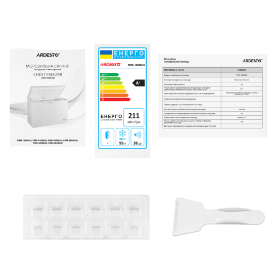 Chest freezer ARDESTO, 99L, A+, ST, ref mode, white