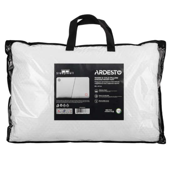 Orthopedic pillow ARDESTO Sleepwell Warm&Cold 60x40cm, shredded memory foam, white