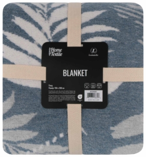 Blanket ARDESTO  Leonardo 150х200cm, 50% cotton, 30% polyester, 20% acrylic, leaves, blue
