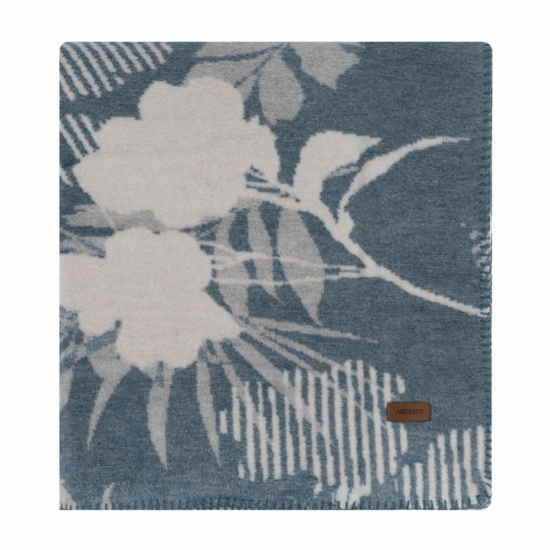 Blanket ARDESTO  Leonardo 200х220cm, 50% cotton, 30% polyester, 20% acrylic, leaves, blue