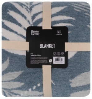 Blanket ARDESTO  Leonardo 200х220cm, 50% cotton, 30% polyester, 20% acrylic, leaves, blue