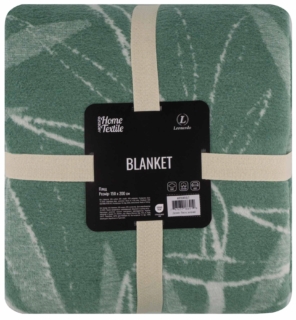 Blanket ARDESTO  Leonardo 150х200cm, 50% cotton, 30% polyester, 20% acrylic, leaves, green