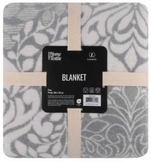 Blanket ARDESTO  Leonardo 200х220cm, 50% cotton, 30% polyester, 20% acrylic, monogram, grey