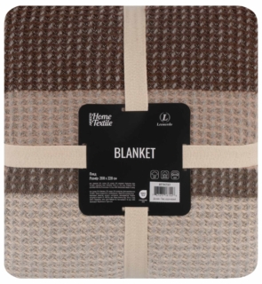 Blanket ARDESTO  Leonardo 200х220cm, 50% cotton, 30% polyester, 20% acrylic, pique, brown