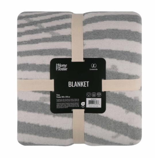 Blanket ARDESTO  Leonardo 200х220cm, 50% cotton, 30% polyester, 20% acrylic, wave, grey