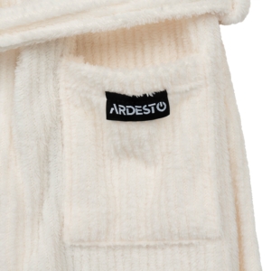 Women’s bathrobe ARDESTO Stripe, size S/M, 100% polyester, white
