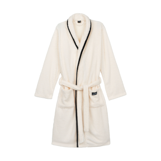 Women’s bathrobe ARDESTO Stripe, size XXL, 100% polyester, white
