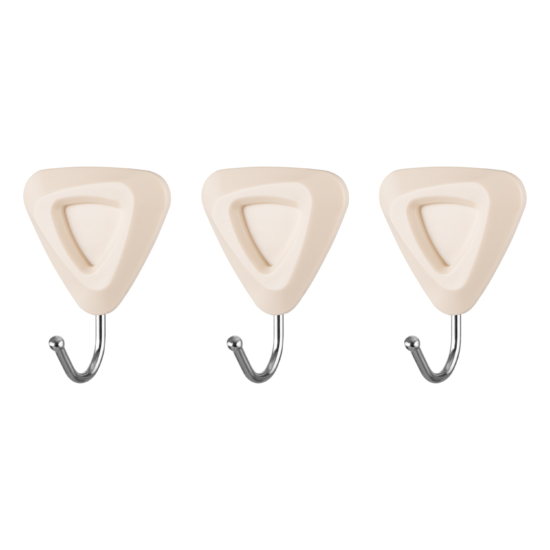 Set of self-adhesive hooks ARDESTO Triangle 3pcs, plastic, beige