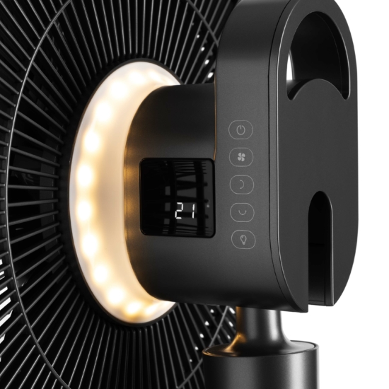 Floor fan ARDESTO FN-W1412EGR , 40 cm, 35 W, remote control, height 90-110 cm, 3D rotation, display, electric control, gray