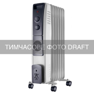 Oil radiator ARDESTO OFH-07XF3 20m2, 1900W, built-in ceramic fan heater 400W, mech. control, 7 fins, white