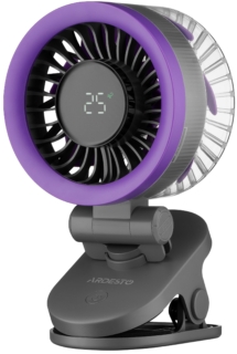 Desktop fan ARDESTO OneBreeze FT-M83GR desktop/wall-mounted, clothespin, 9cm, display, rechargeable, USB-A Type-C, gray