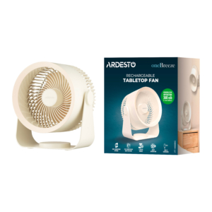 Вентилятор ARDESTO OneBreeze FT-M55BG настільний/настінний, 14см, акумулятор, USB-A Type-C, бежевий