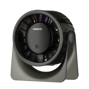 Вентилятор ARDESTO OneBreeze FT-M95B настільний, 12см, дисплей, акумулятор, USB-A Type-C, сірий