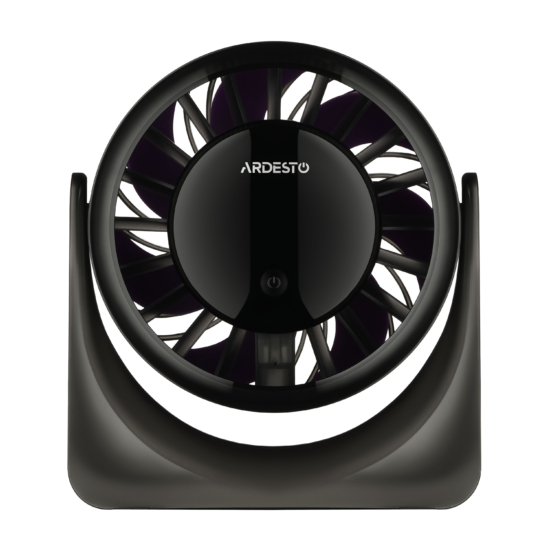 Вентилятор ARDESTO OneBreeze FT-M95B настільний, 12см, дисплей, акумулятор, USB-A Type-C, сірий