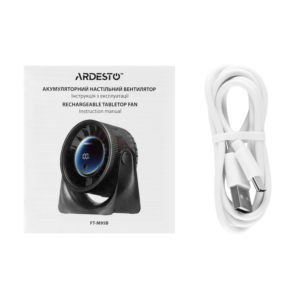 Вентилятор ARDESTO OneBreeze FT-M95B настільний, 12см, дисплей, акумулятор, USB-A Type-C, сірий