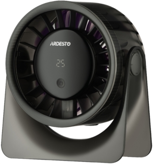 Desktop fan ARDESTO OneBreeze FT-M95B desktop, 12cm, display, rechargeable, USB-A Type-C, gray