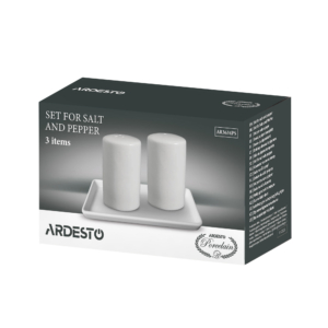 Salt and pepper set ARDESTO Ancona, 3 items, porcelain, white