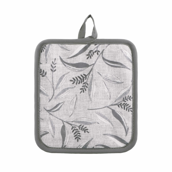 Potholder ARDESTO Grey leaves 18x20cm, 100% polyester, grey