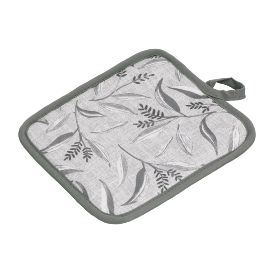 Potholder ARDESTO Grey leaves 18x20cm, 100% polyester, grey