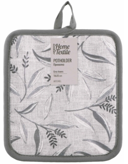 Potholder ARDESTO Grey leaves 18x20cm, 100% polyester, grey