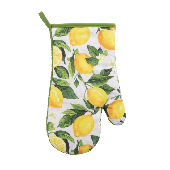 Oven mitten ARDESTO Sicilian lemons 18х30cm, 100% polyester (front), 100% cotton (back), green