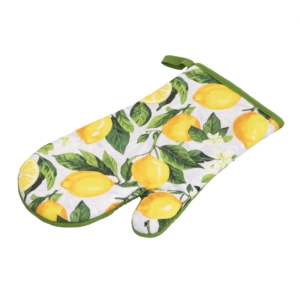 Oven mitten ARDESTO Sicilian lemons 18х30cm, 100% polyester (front), 100% cotton (back), green