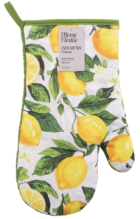 Oven mitten ARDESTO Sicilian lemons 18х30cm, 100% polyester (front), 100% cotton (back), green