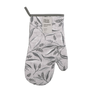 Oven mitten ARDESTO Grey leaves 18х30cm, 100% polyester (front), 100% cotton (back), grey