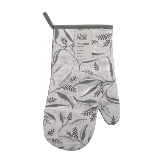 Рукавичка ARDESTO Grey leaves 18х30см, 100% полиэстер (верх), 100% хлопок (низ), серый