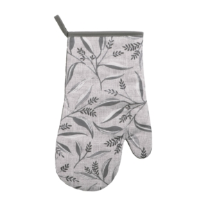 Oven mitten ARDESTO Grey leaves 18х30cm, 100% polyester (front), 100% cotton (back), grey