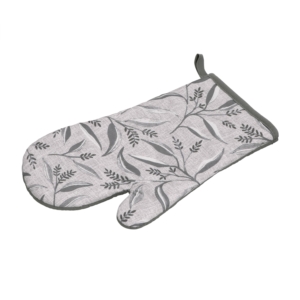 Oven mitten ARDESTO Grey leaves 18х30cm, 100% polyester (front), 100% cotton (back), grey