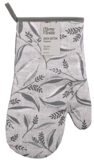 Oven mitten ARDESTO Grey leaves 18х30cm, 100% polyester (front), 100% cotton (back), grey