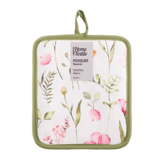 Potholder ARDESTO Spring flowers 18x20cm, 100% polyester, white
